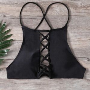 High neck Criss Cross Bikini Top